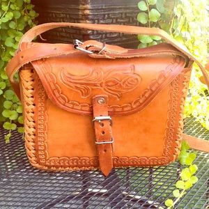 Hand Tooled Leather Cross Body Bag